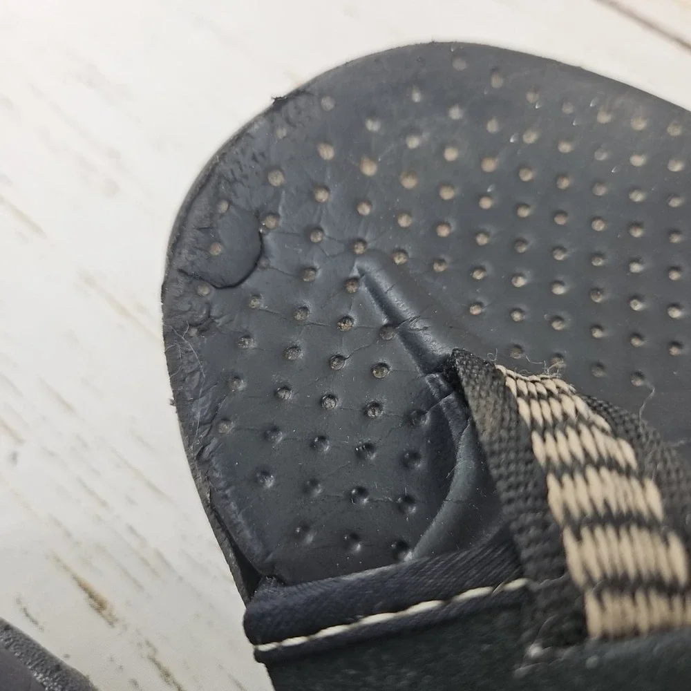 Skechers Reggae Rasta Women 8 Black Tan Flip‎ Flop Thong Sandals Slip On Comfort